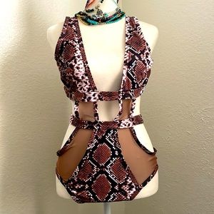 NWOT MATTE Collection Snake print One piece Swimsuit XL